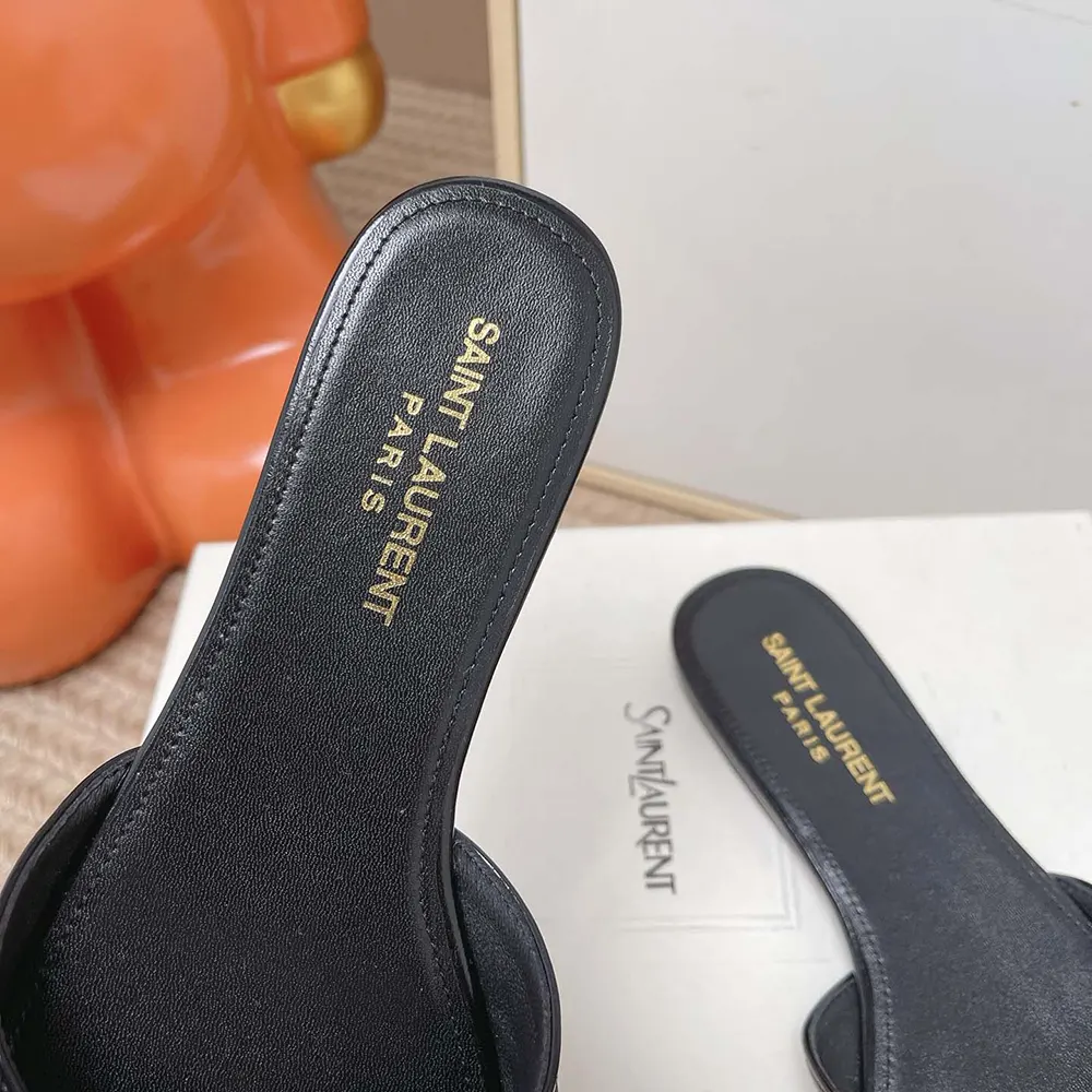 Saint Laurent YSL Women Babylone Slides In Smooth Leather Black - image 9