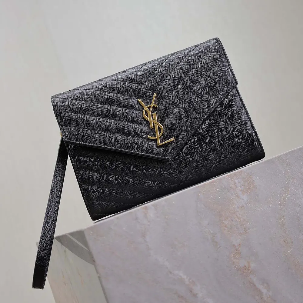 Saint Laurent YSL Women Cassandre Matelassé Flap Pouch In Grain De Poudre Leather Black - image 4