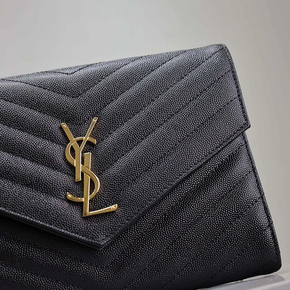Saint Laurent YSL Women Cassandre Matelassé Flap Pouch In Grain De Poudre Leather Black - image 9