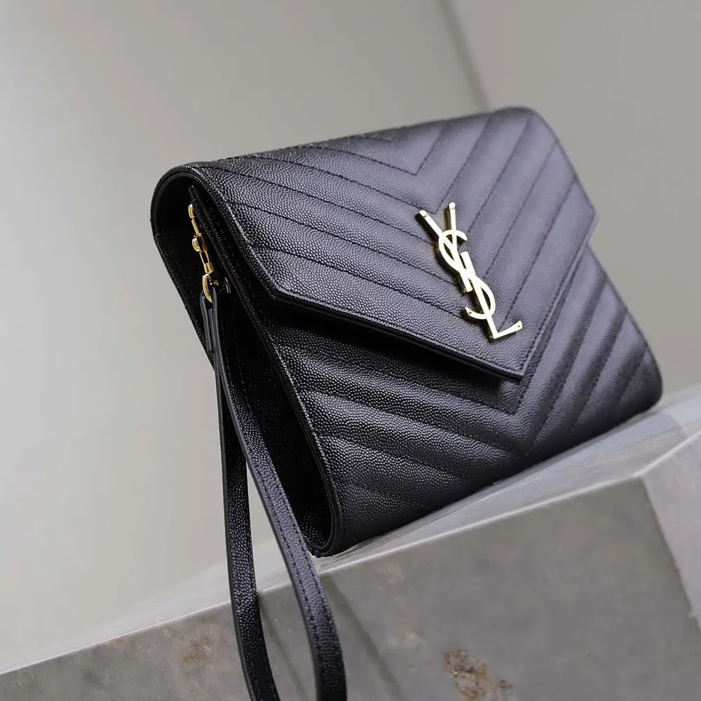 Saint Laurent YSL Women Cassandre Matelassé Flap Pouch In Grain De Poudre Leather Black - image 5