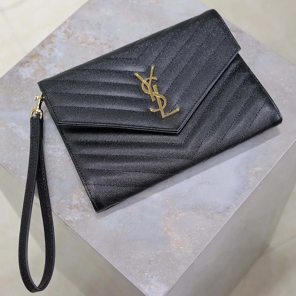Saint Laurent YSL Women Cassandre Matelassé Flap Pouch In Grain De Poudre Leather Black - image 6