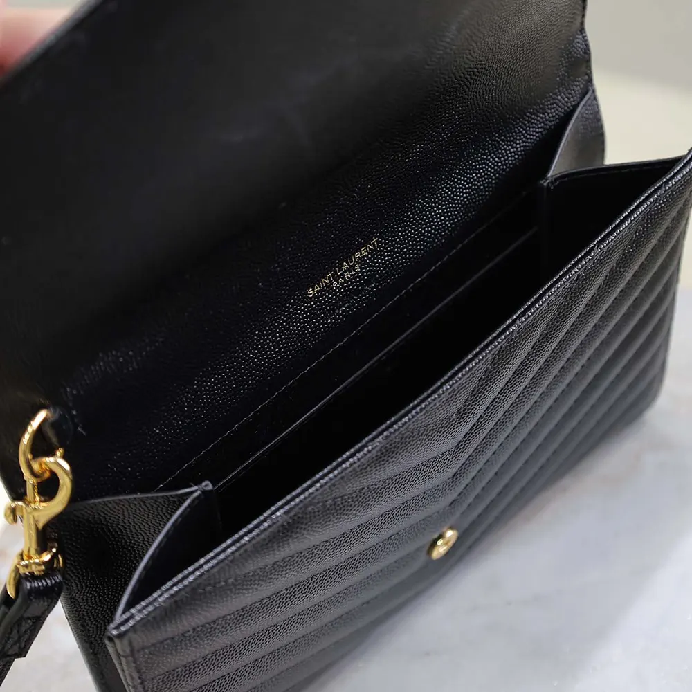 Saint Laurent YSL Women Cassandre Matelassé Flap Pouch In Grain De Poudre Leather Black - image 10