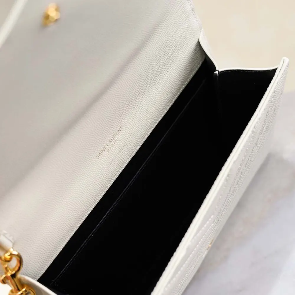 Saint Laurent YSL Women Cassandre Matelassé Flap Pouch In Grain De Poudre Leather White - image 10