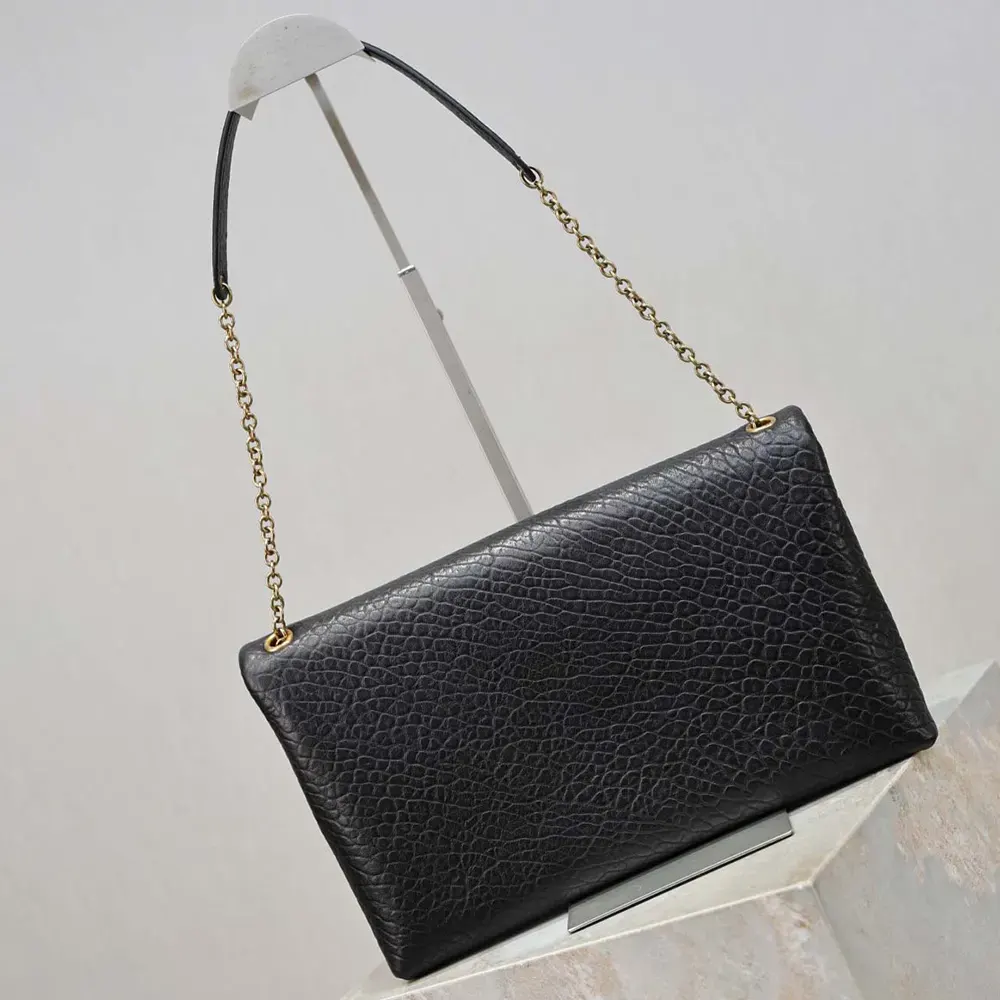 Saint Laurent YSL Women Cassandre Pouch On Chain In Lambskin Black 29cm - image 4