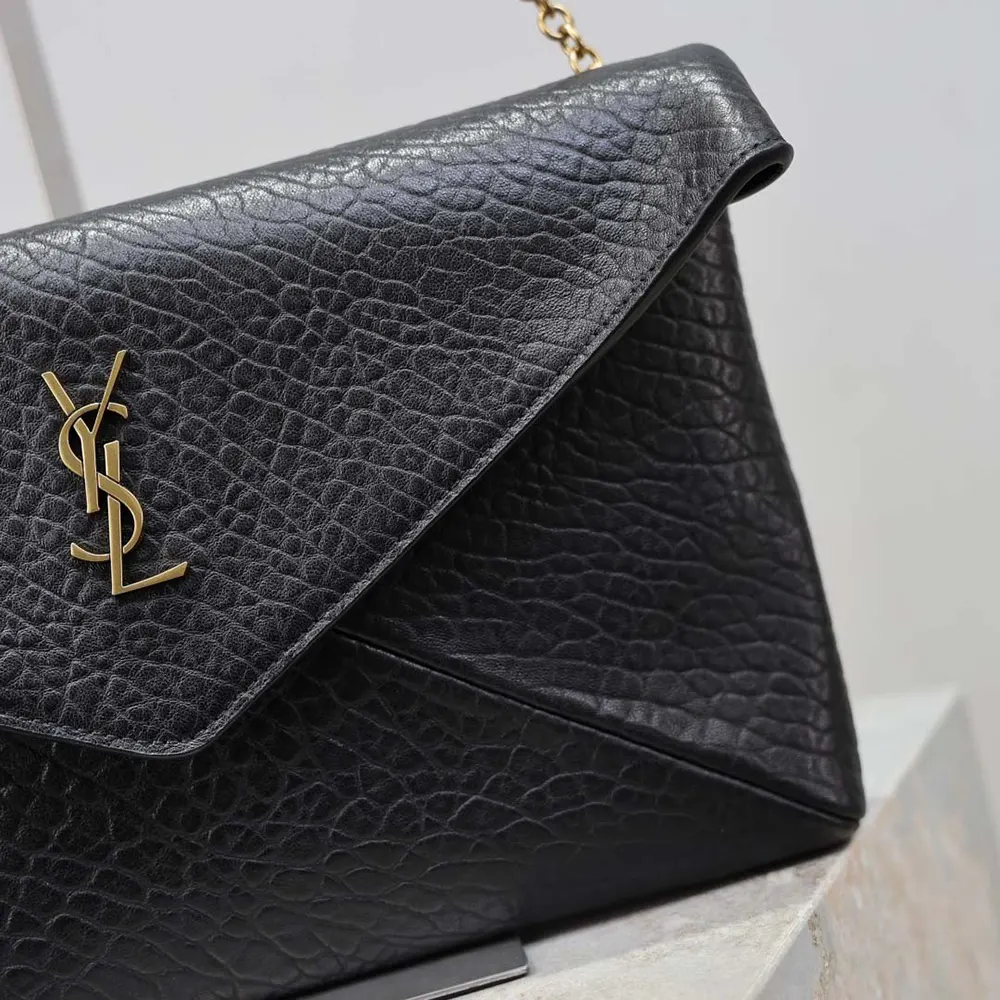 Saint Laurent YSL Women Cassandre Pouch On Chain In Lambskin Black 29cm - image 8