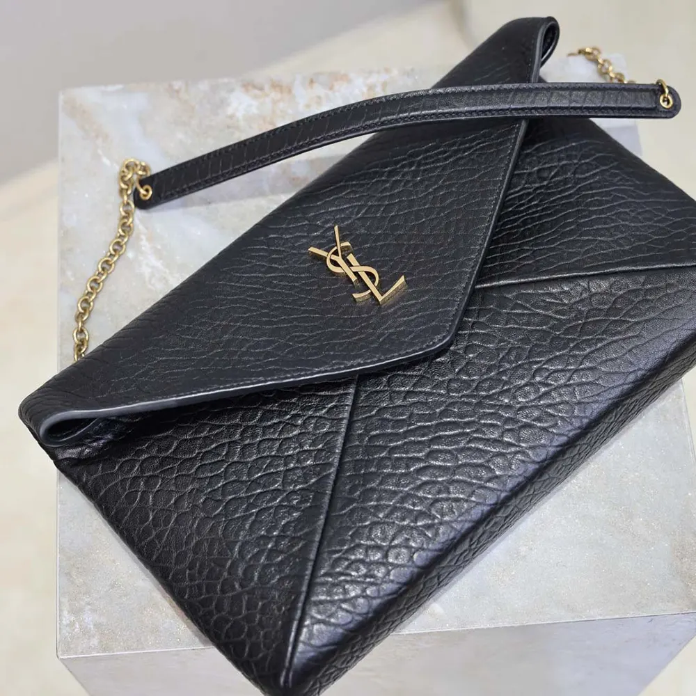 Saint Laurent YSL Women Cassandre Pouch On Chain In Lambskin Black 29cm - image 6