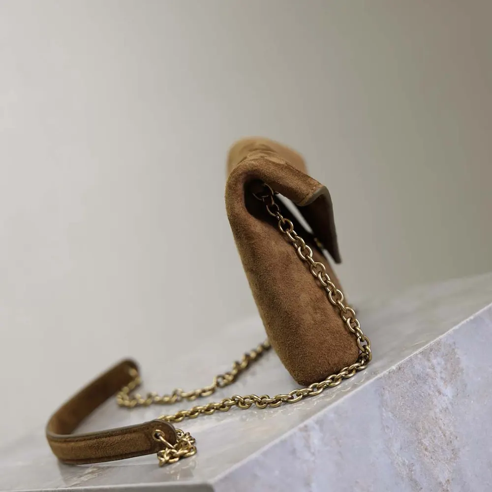 Saint Laurent YSL Women Cassandre Small Chain Pouch In Suede 19cm - image 5