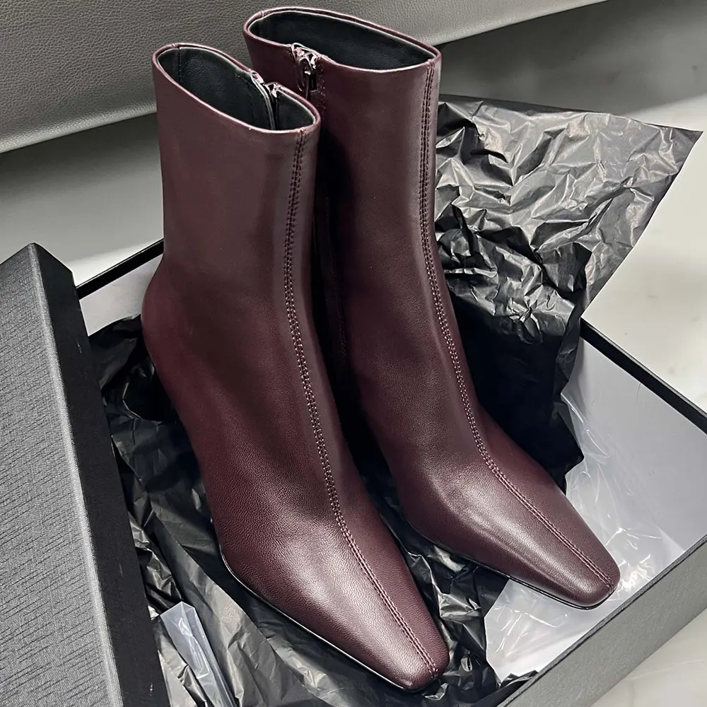 Saint Laurent YSL Women Jill Booties In Smooth Leather Bordeaux - image 6