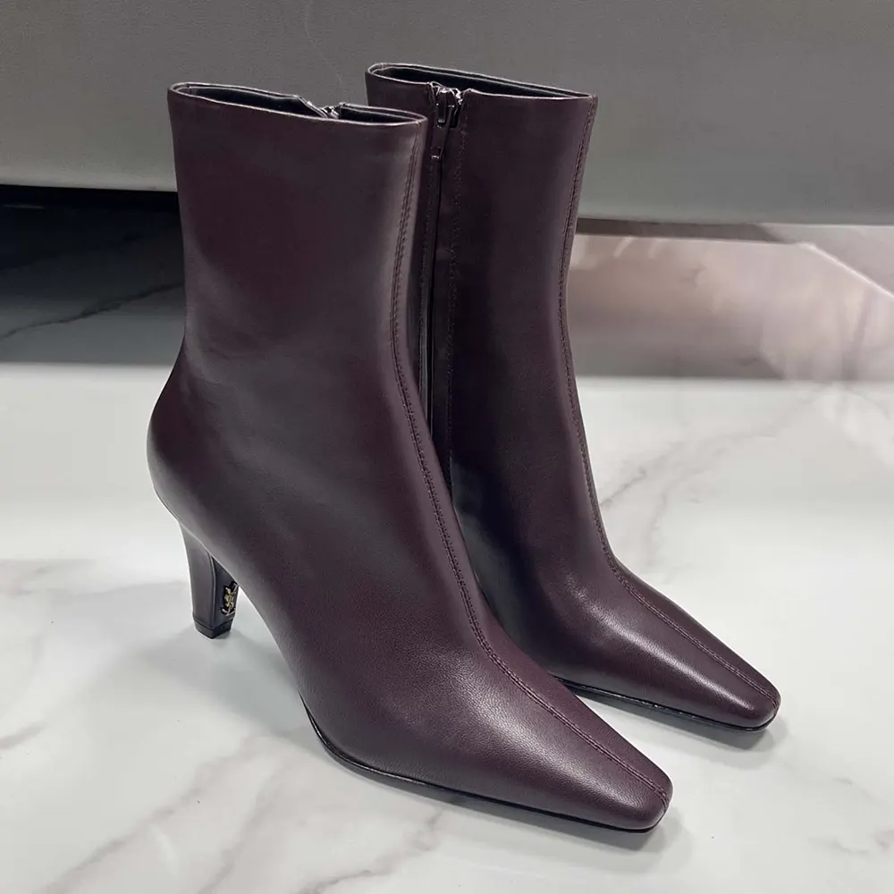 Side profile showcasing silhouette of Saint Laurent YSL Women Jill Booties
