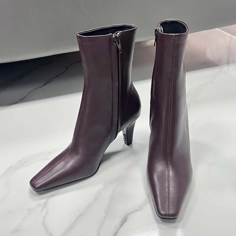 Saint Laurent YSL Women Jill Booties In Smooth Leather Bordeaux - image 4