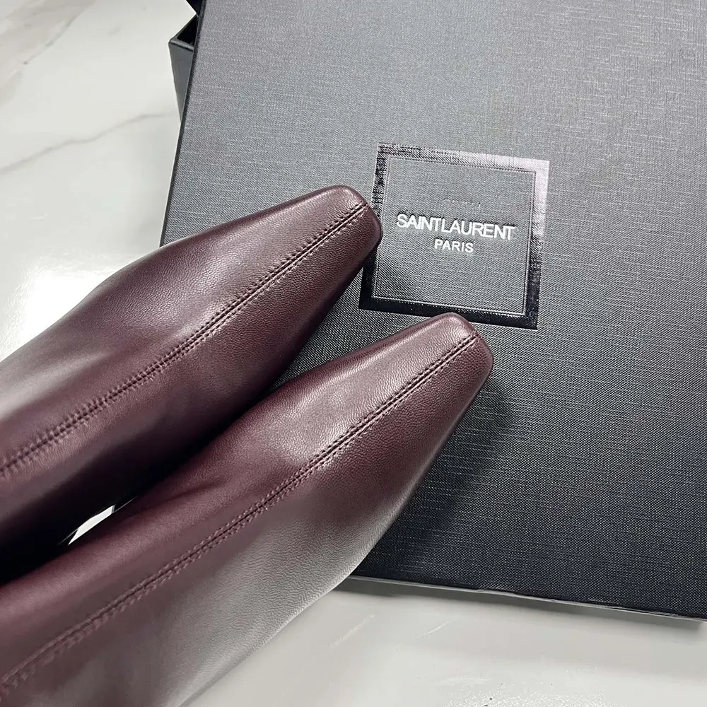 Saint Laurent YSL Women Jill Booties In Smooth Leather Bordeaux - image 9