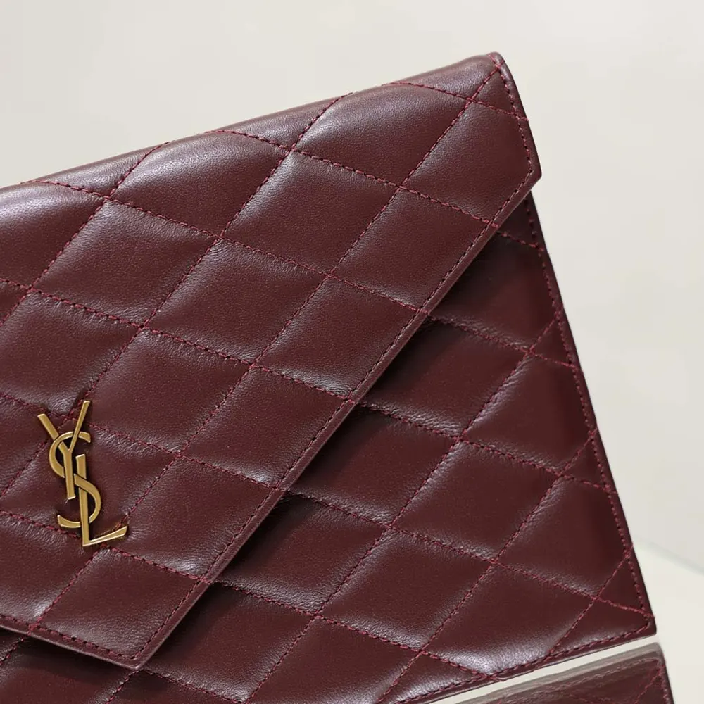 Saint Laurent YSL Women Paris Pouch In Lambskin Rouge Cabernet - image 9