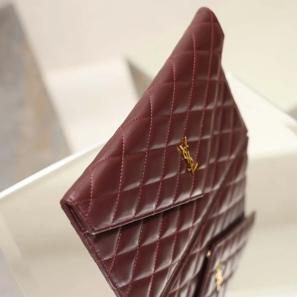 Saint Laurent YSL Women Paris Pouch In Lambskin Rouge Cabernet - image 7
