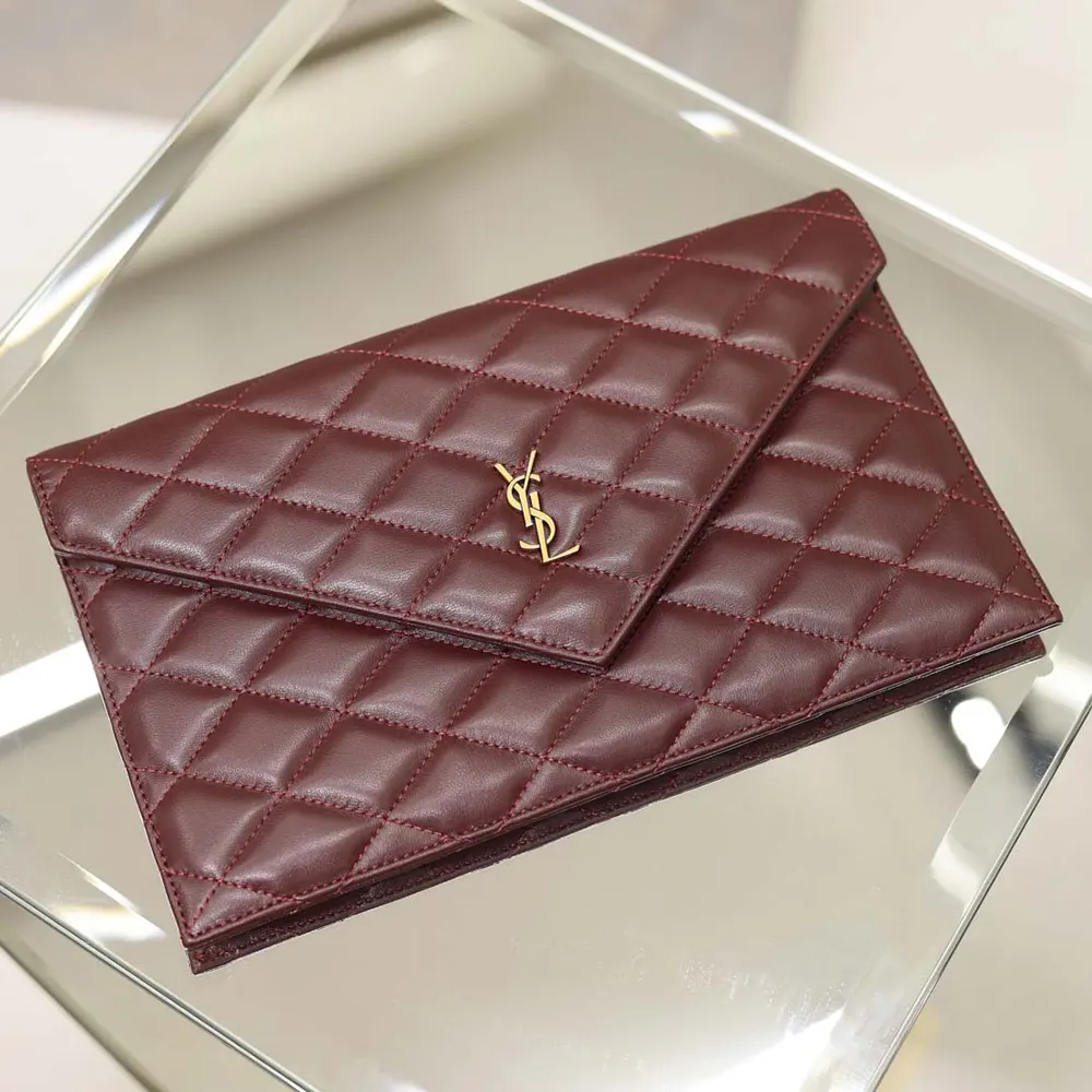 Saint Laurent YSL Women Paris Pouch In Lambskin Rouge Cabernet - image 5