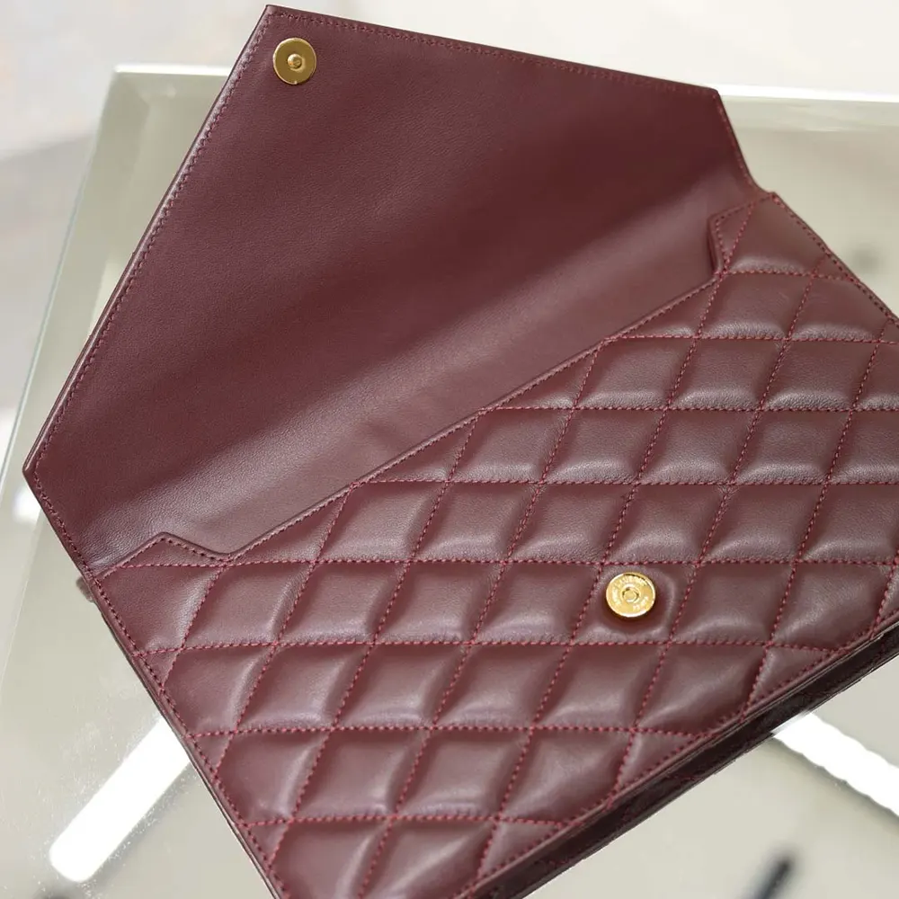 Saint Laurent YSL Women Paris Pouch In Lambskin Rouge Cabernet - image 6