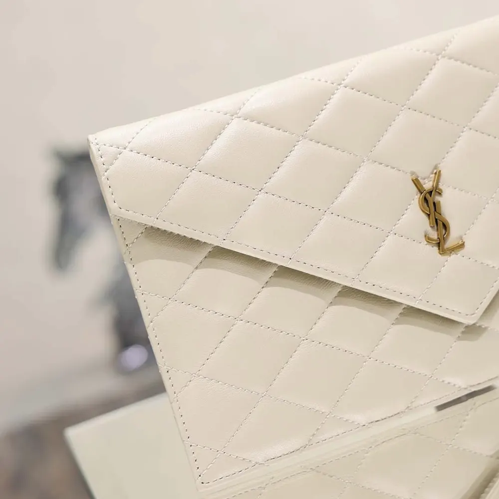 Saint Laurent YSL Women Paris Pouch In Lambskin White - image 9
