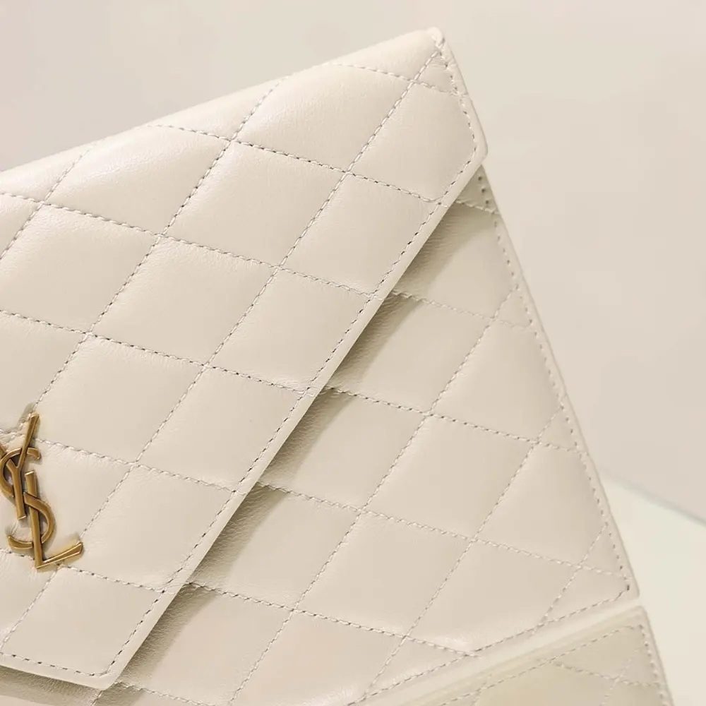 Saint Laurent YSL Women Paris Pouch In Lambskin White - image 8