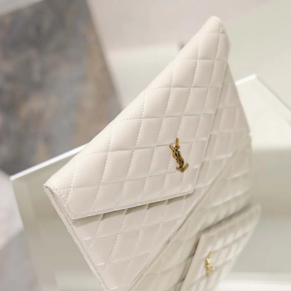 Saint Laurent YSL Women Paris Pouch In Lambskin White - image 7