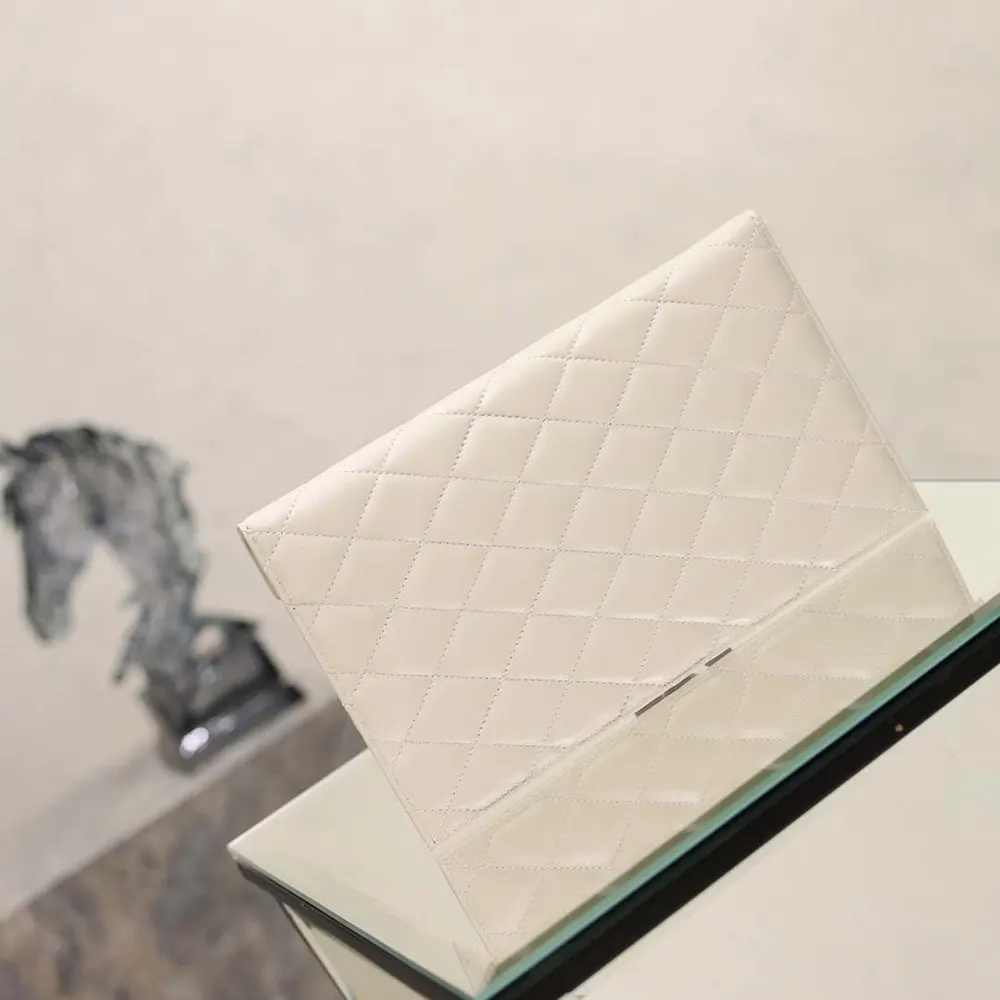 Saint Laurent YSL Women Paris Pouch In Lambskin White - image 4
