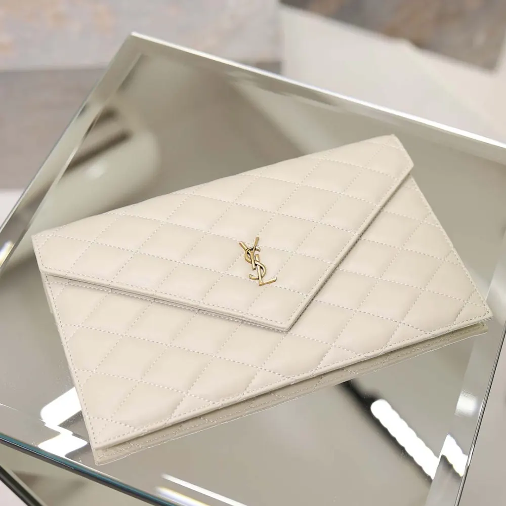 Saint Laurent YSL Women Paris Pouch In Lambskin White - image 5
