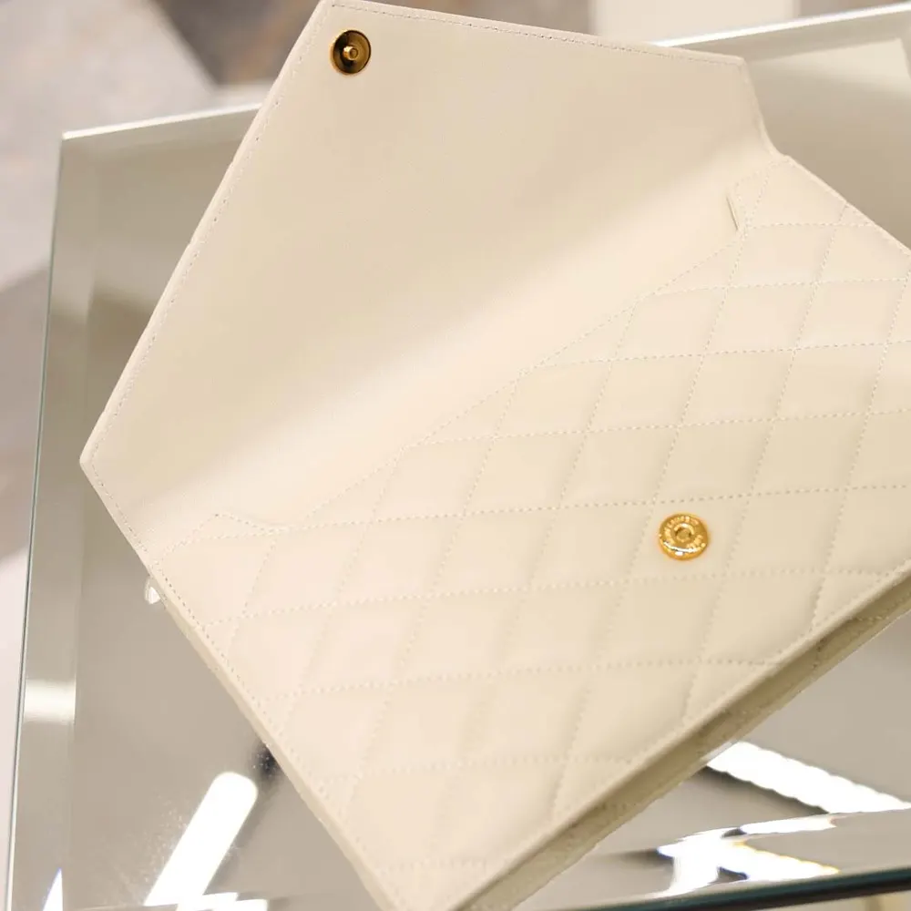 Saint Laurent YSL Women Paris Pouch In Lambskin White - image 6