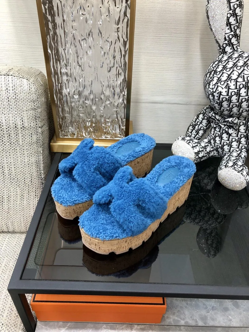 Hermes Figari Sandal Blue