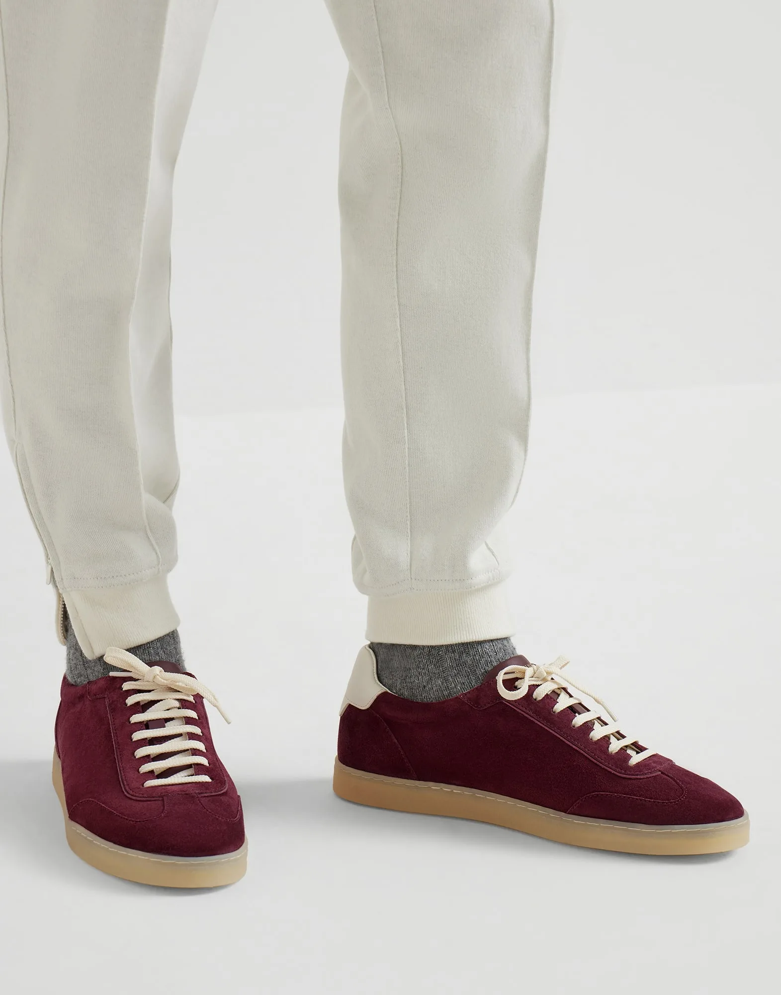 Brunello Cucinelli Washed Suede Amaranth Sneakers - 252MZUSGGJ336 - Image 5