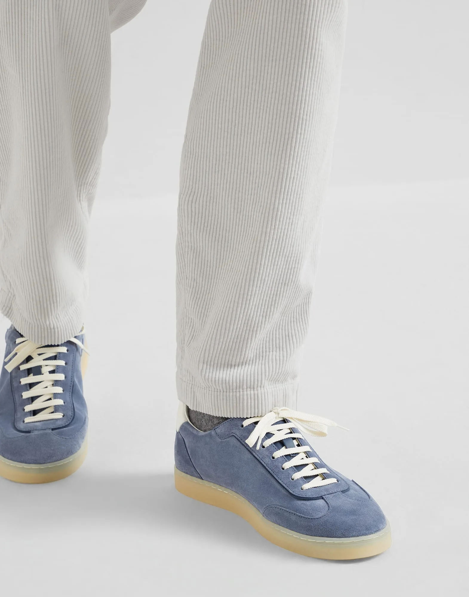Brunello Cucinelli Washed Suede Azure Sneakers 252MZUSGGJ336 - Image 5