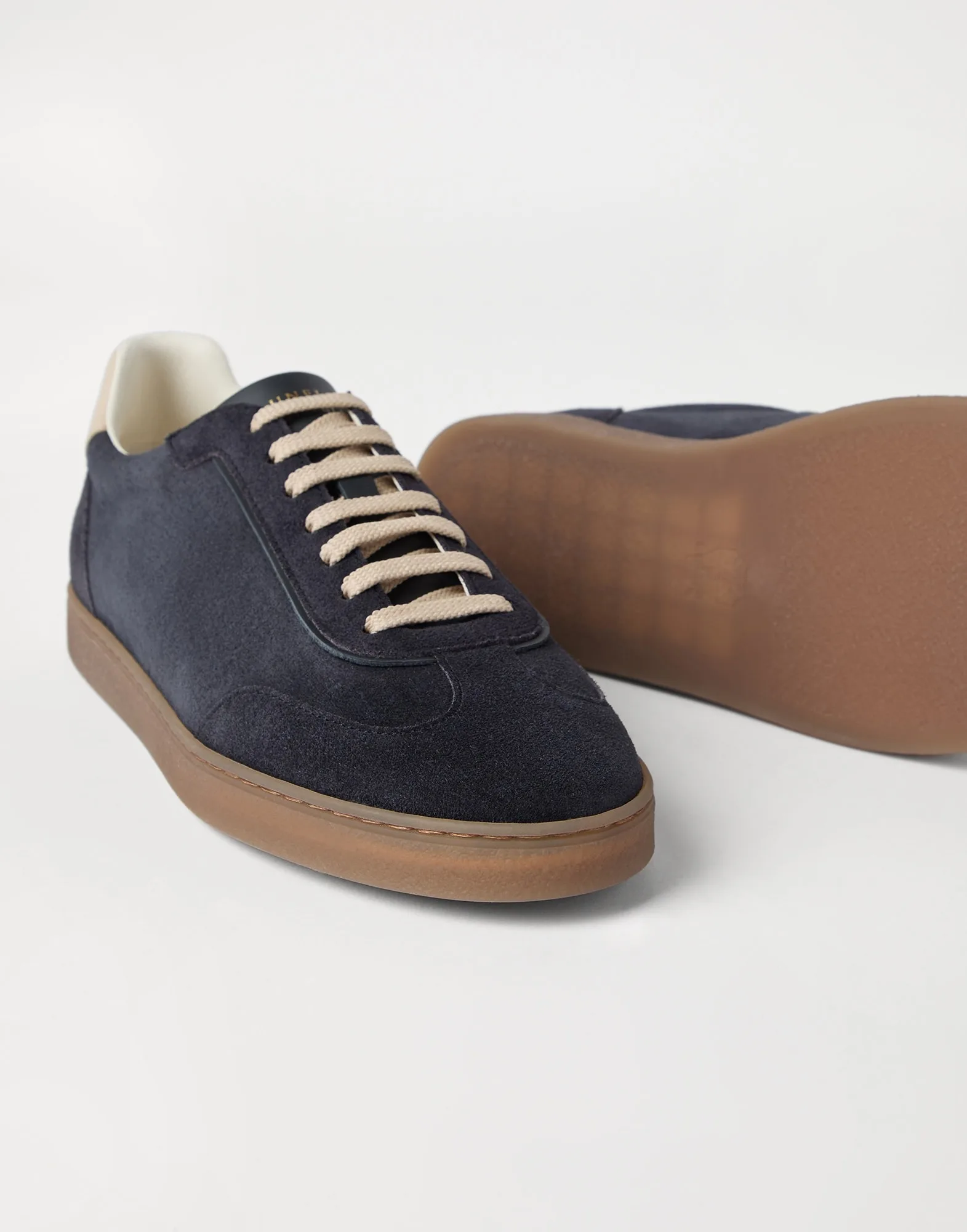 Brunello Cucinelli Washed Suede Blue Sneakers 252MZUSGGJ336 - Image 4