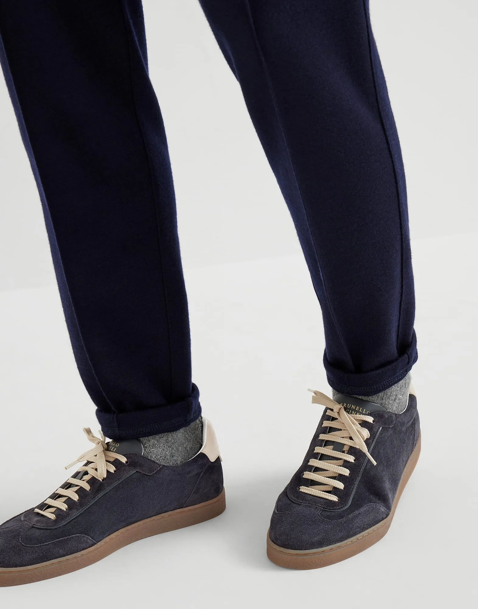 Brunello Cucinelli Washed Suede Blue Sneakers 252MZUSGGJ336 - Image 5