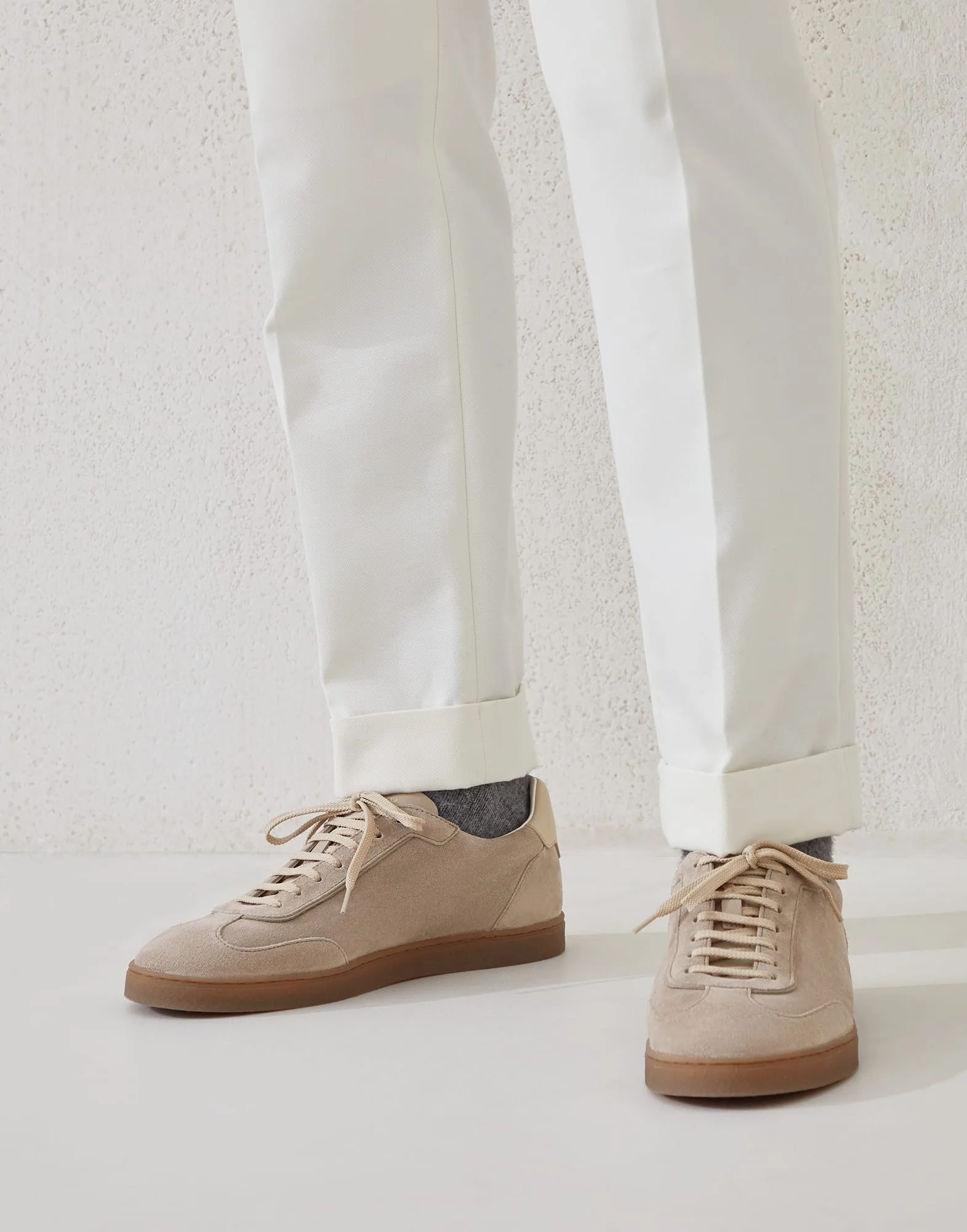 Brunello Cucinelli Washed Suede Sand Sneakers - 252MZUSGGJ336 - Image 5