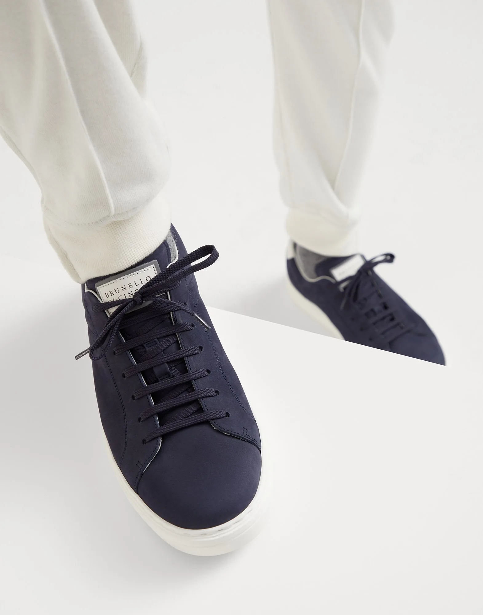 Brunello Cucinelli Nubuck Calfskin Sneakers Blue Loafers - 252MZUDBTJ264 - Image 4