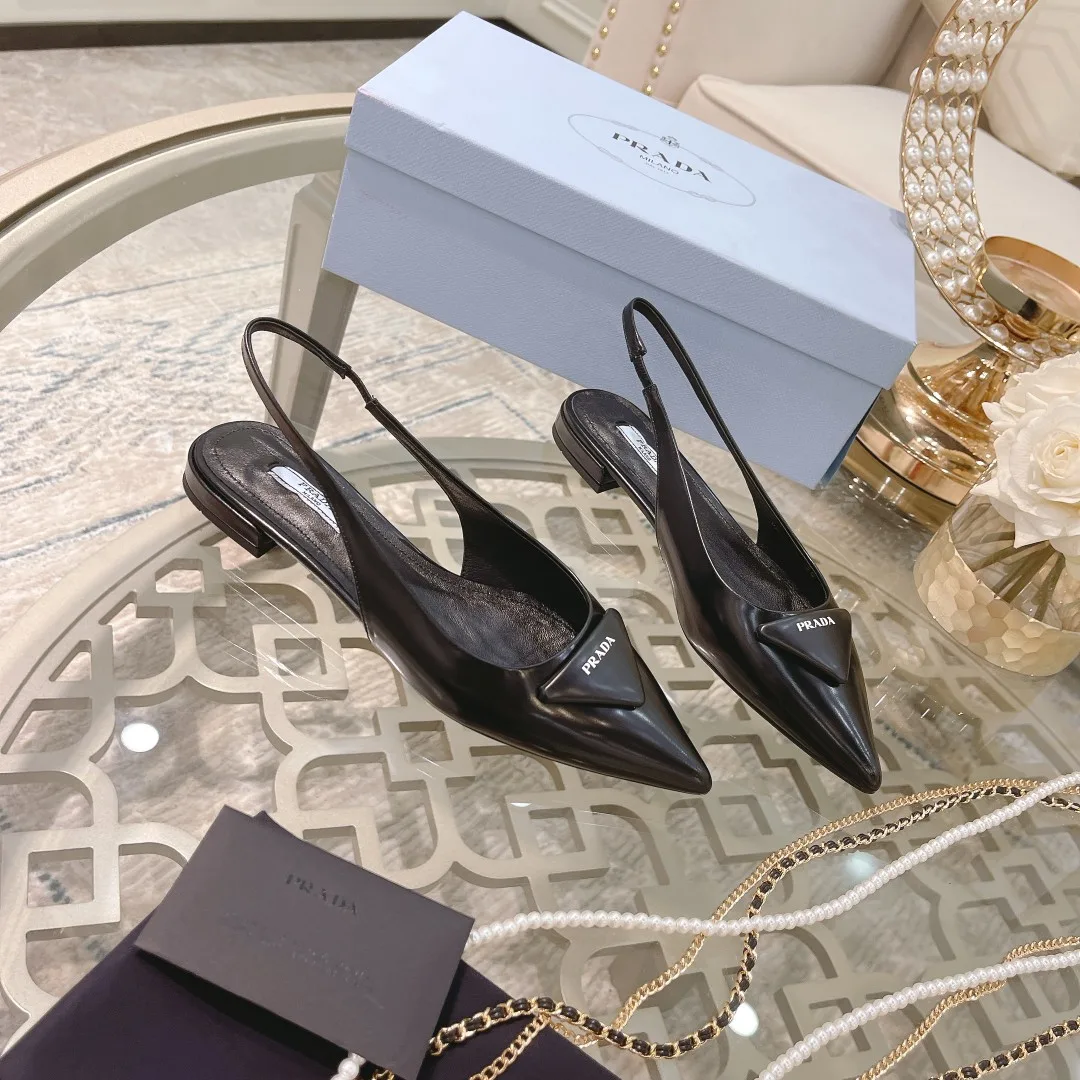 Alternative view of Prada Brushed Slingback Pumps Light Black /