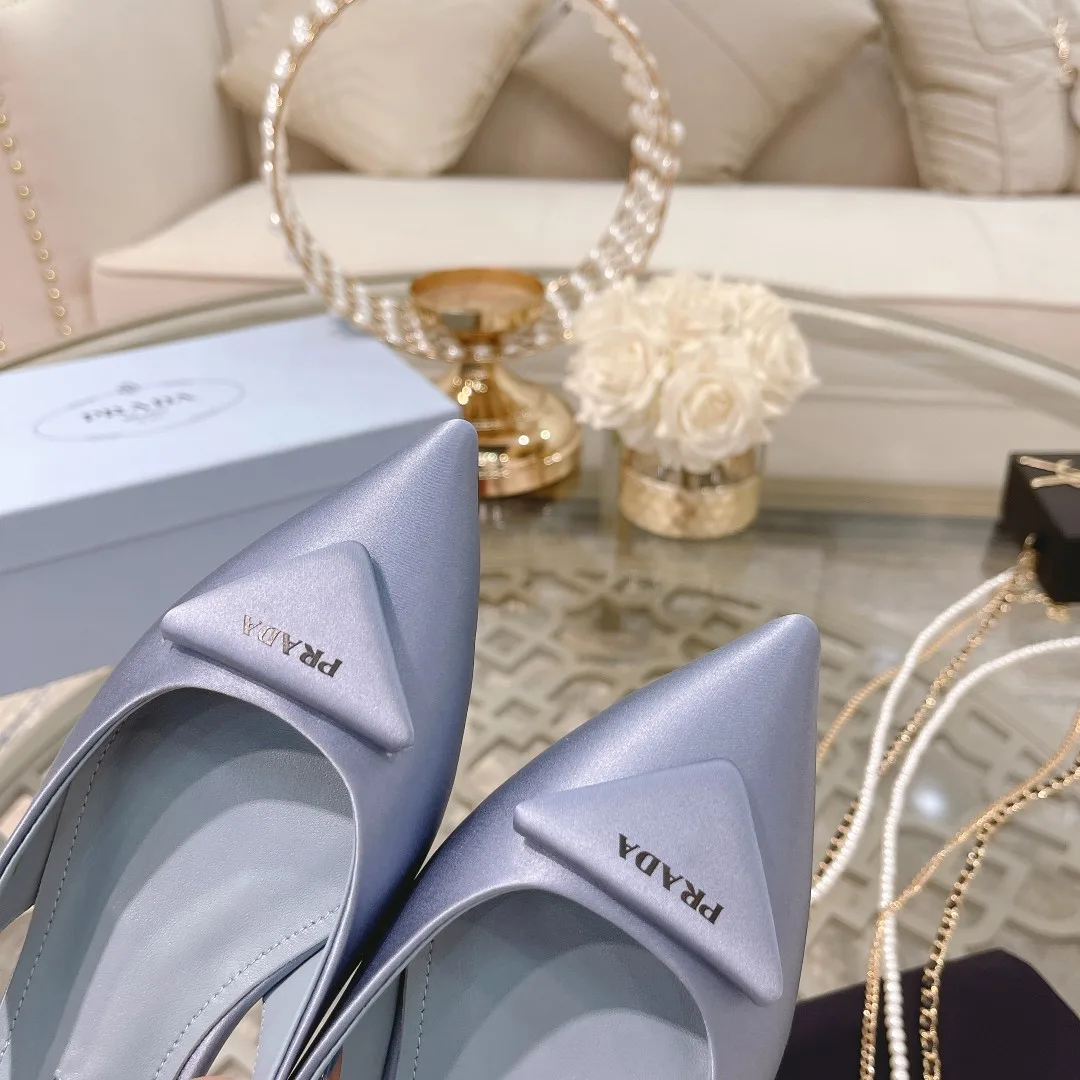 Alternative view of Prada Brushed Slingback Pumps Light Blue /