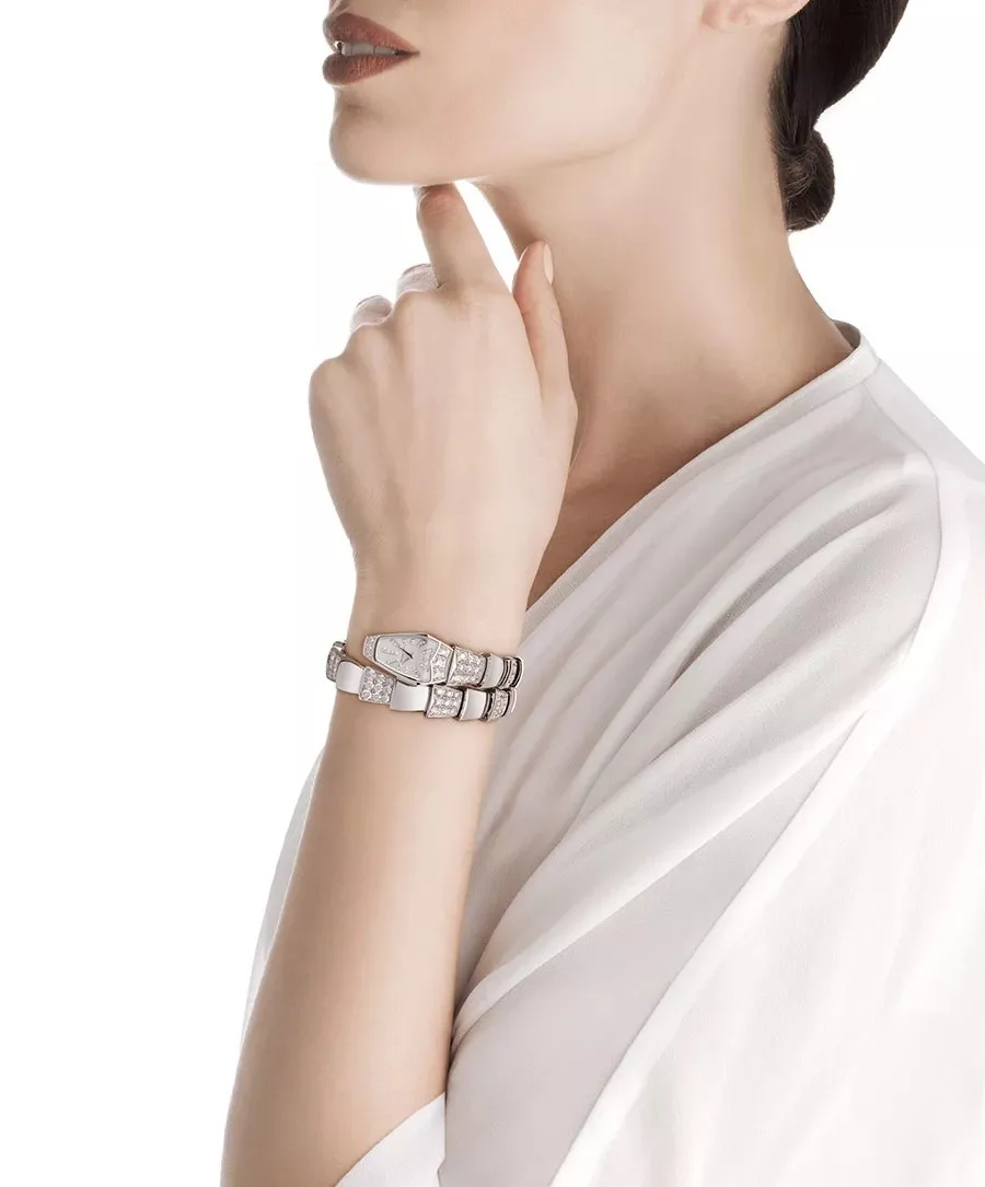 Alternative view of Bvlgari Serpenti Jewelry Watch Silver Toned White Dial