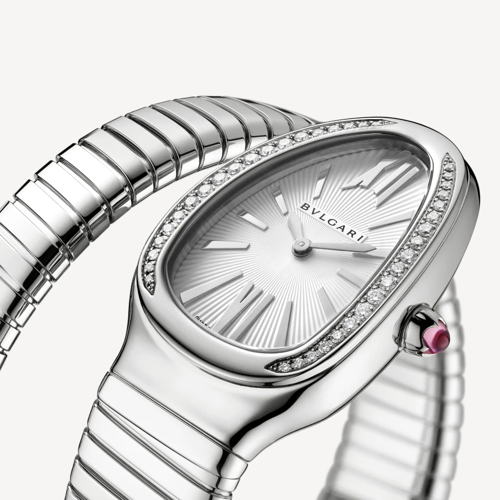 Bvlgari Serpenti Tubogas Watch Silver Toned White Dial - Image 4