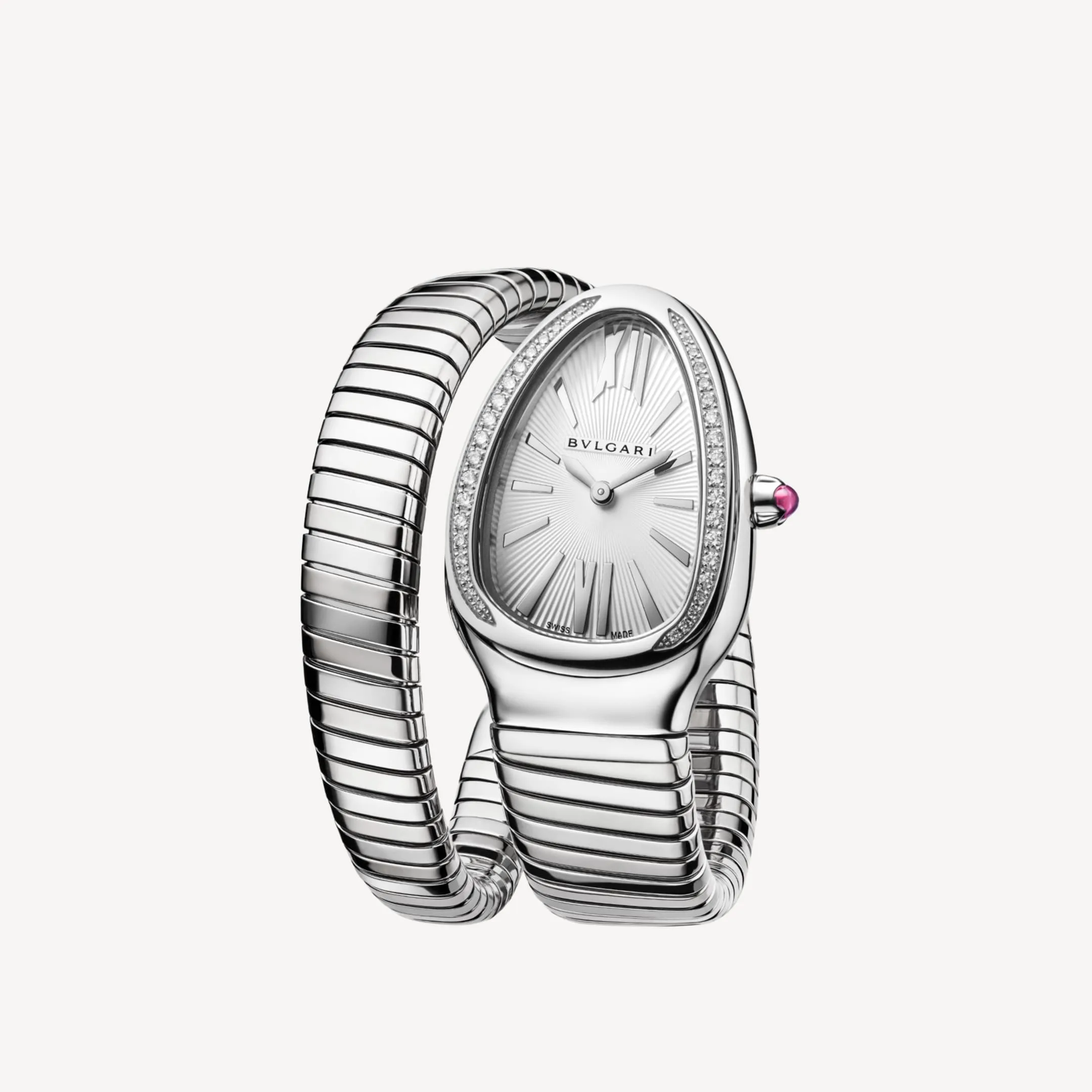 Bvlgari Serpenti Tubogas Watch Silver Toned White Dial - Image 3