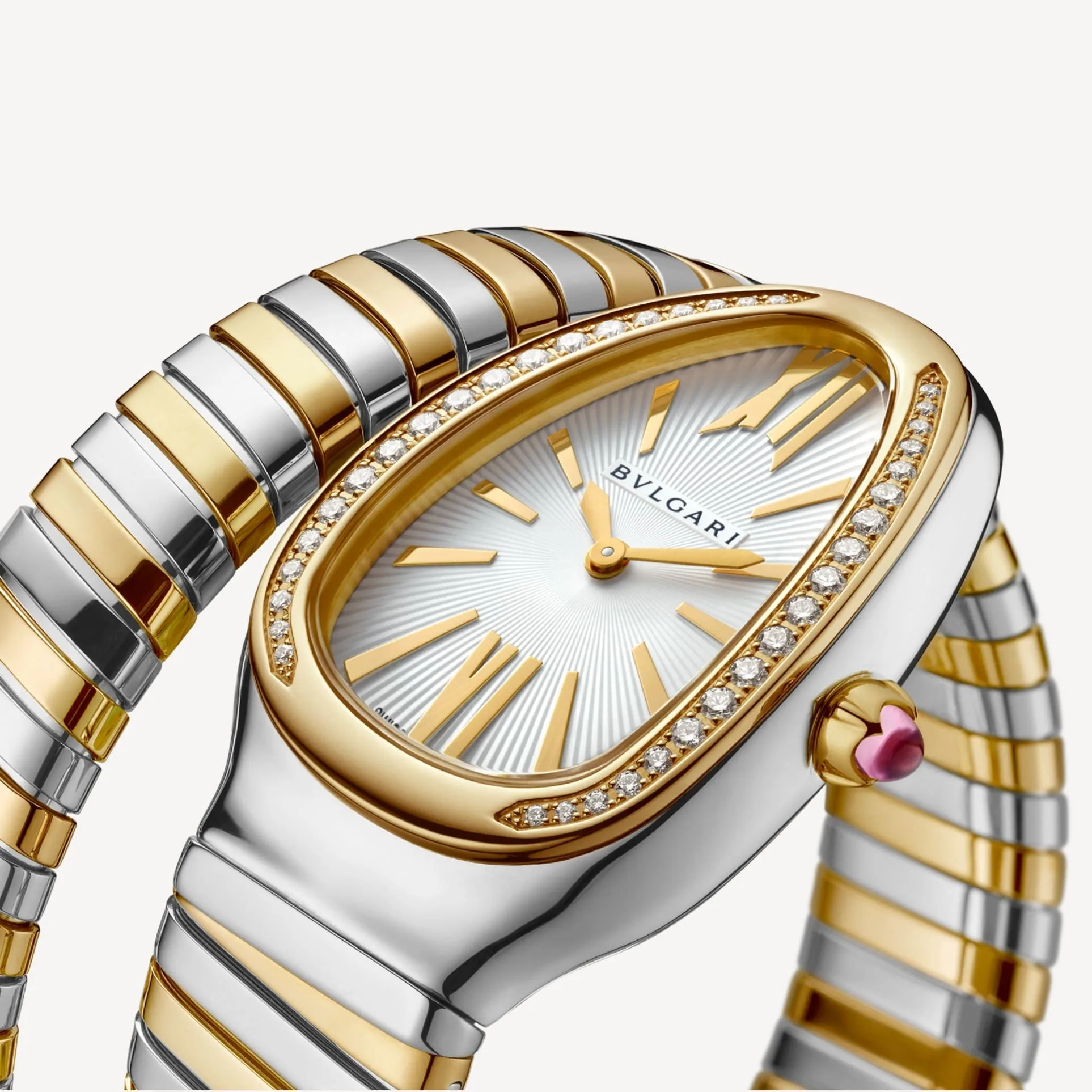 Bvlgari Serpenti Tubogas Watch Silver/Gold Toned White Dial - Image 3