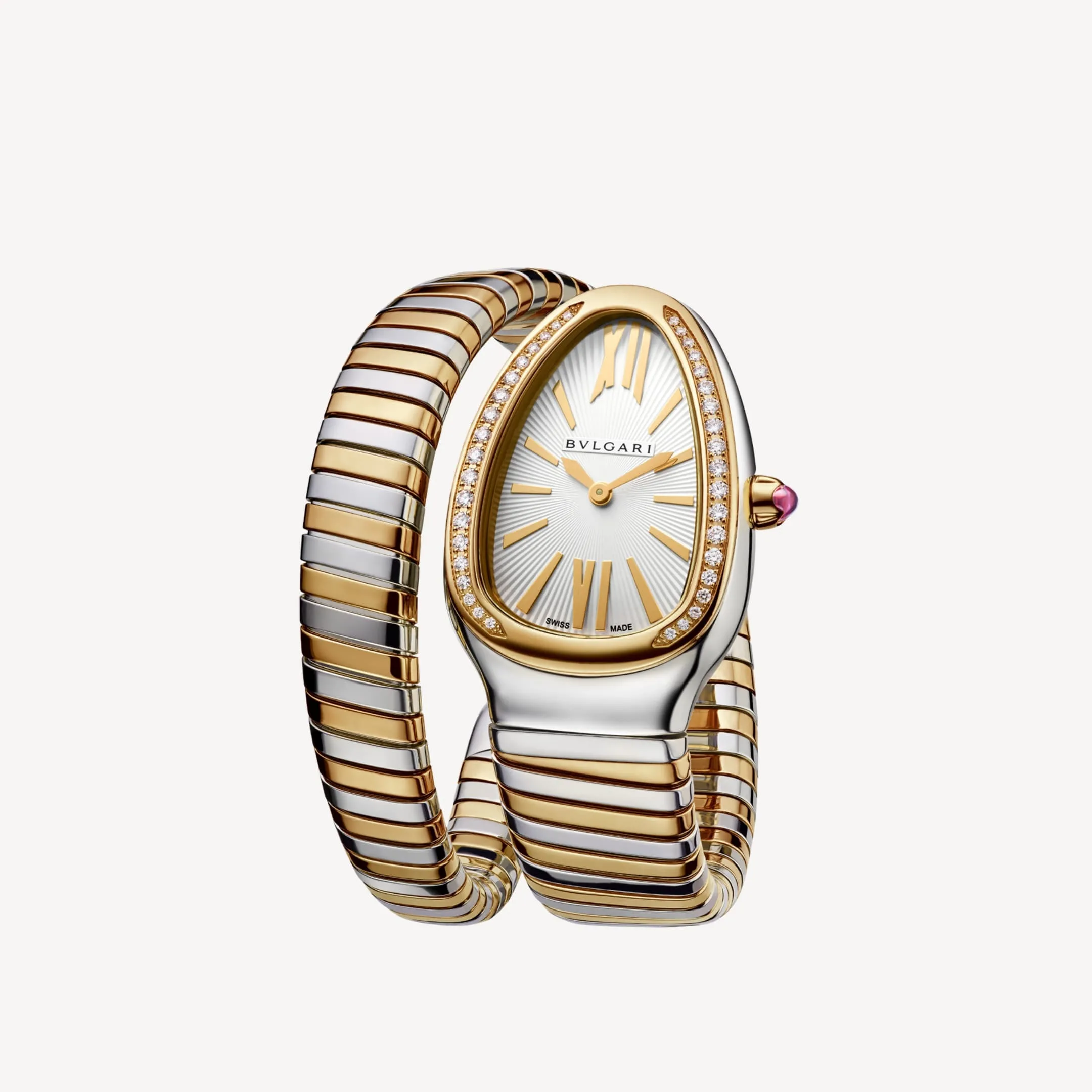 Bvlgari Serpenti Tubogas Watch Silver/Gold Toned White Dial - Image 4