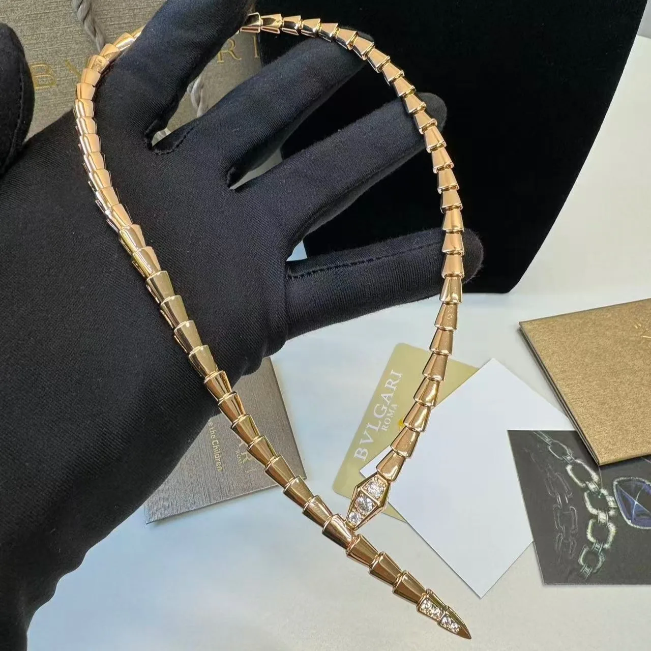 Bvlgari Serpenti Viper Necklace Rose Gold - Image 4
