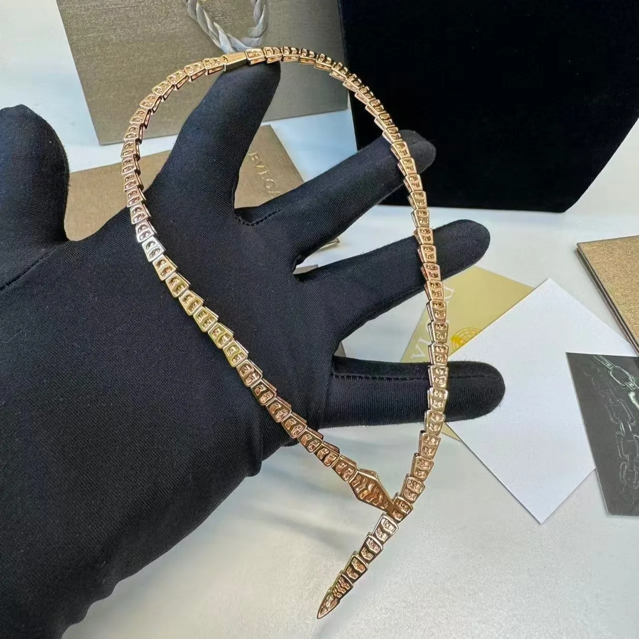 Bvlgari Serpenti Viper Necklace Rose Gold - Image 7