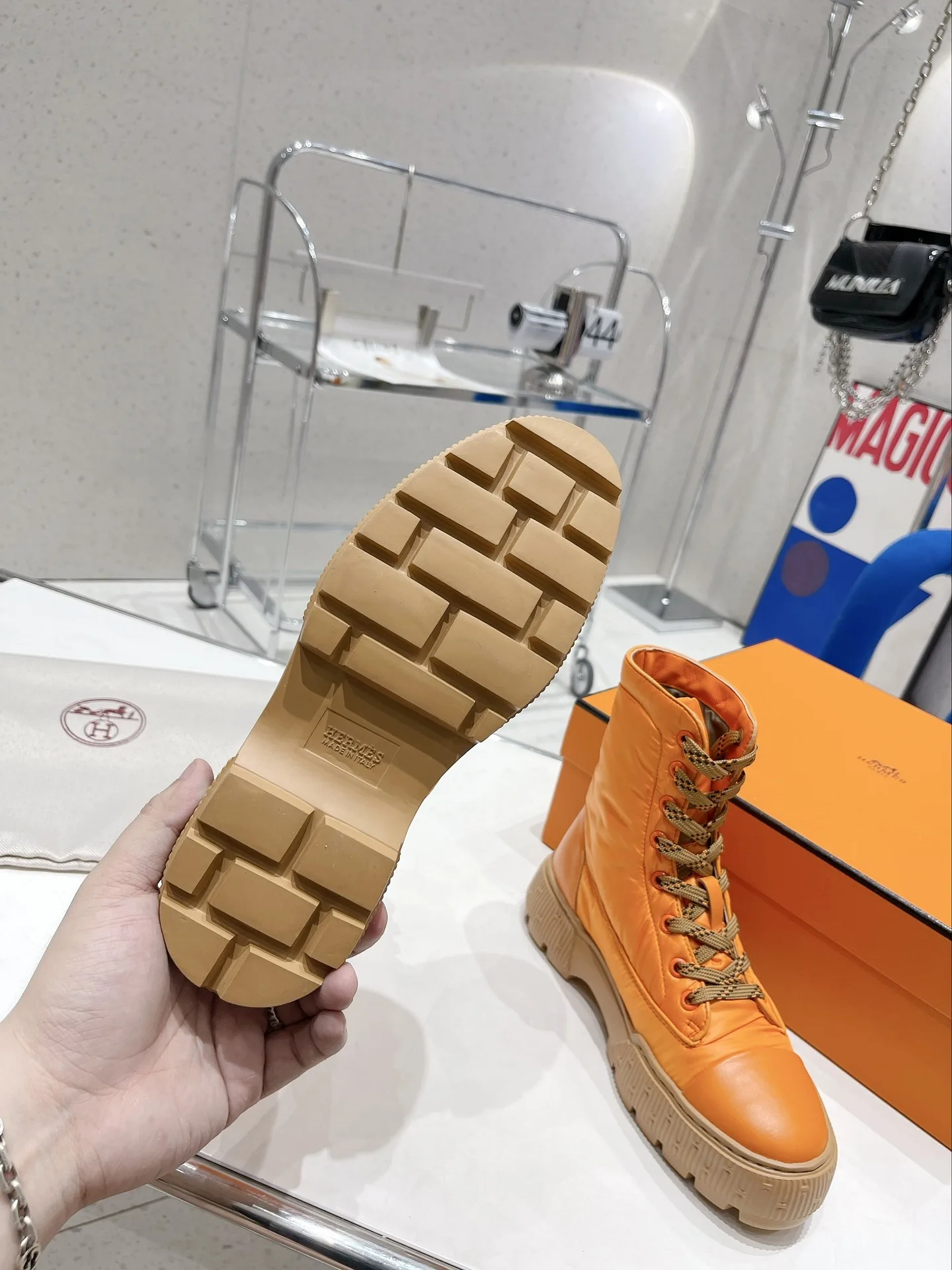 Hermes Fresh Ankle Boots Orange / - Image 8