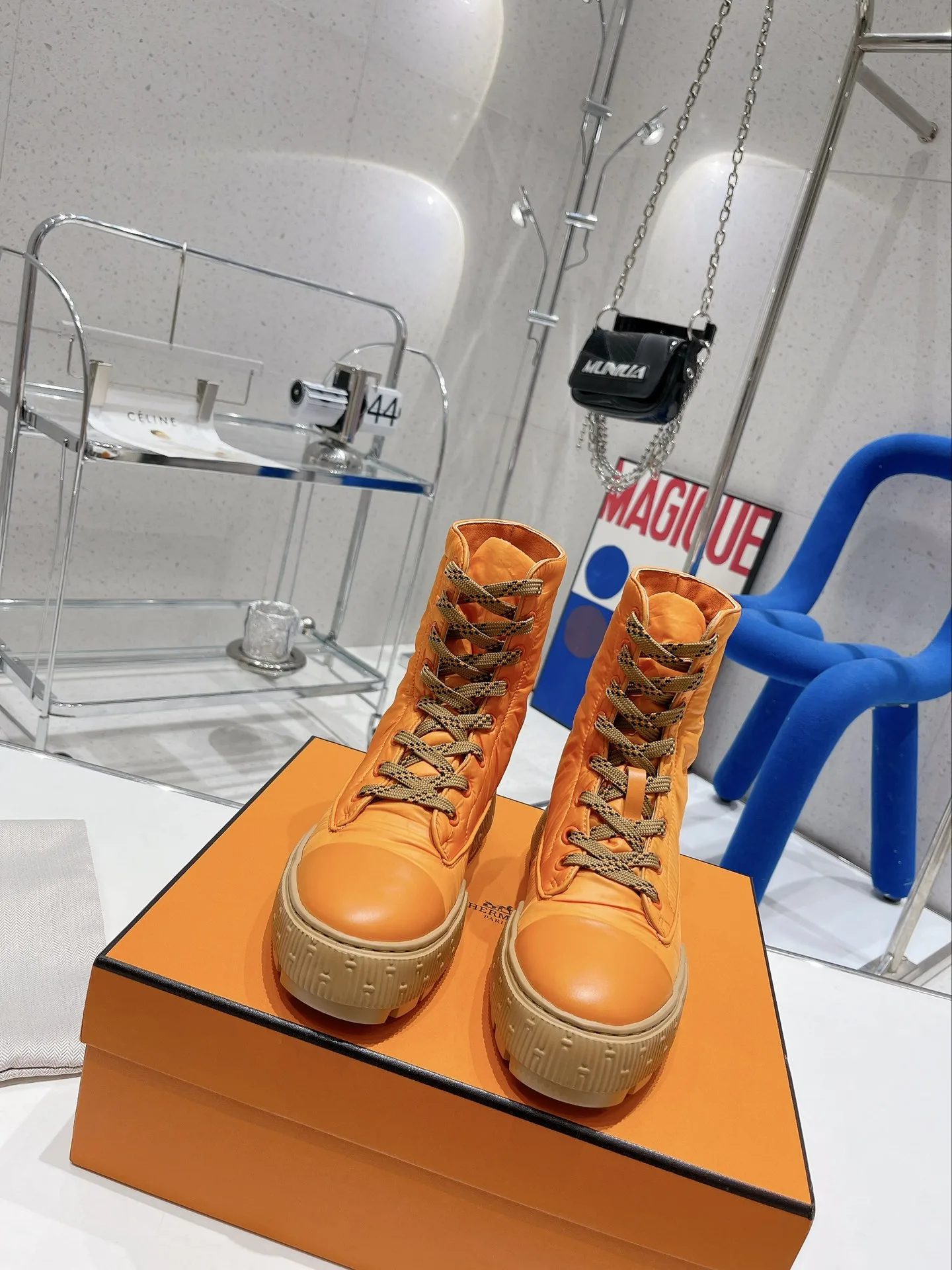 Hermes Fresh Ankle Boots Orange / - Image 5