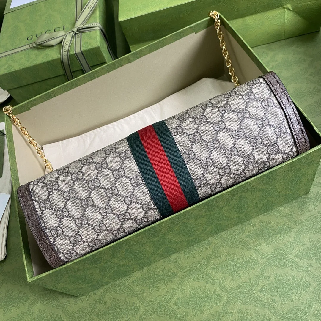 Gucci Ophidia Medium Shoulder Bag / Beige Ebony GG Supreme Canvas Gold Hardware - Image 7