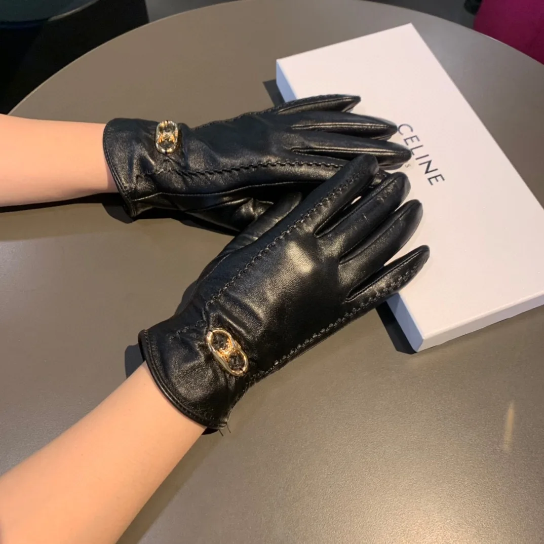 Celine Triomphe Gloves In Black - Image 5
