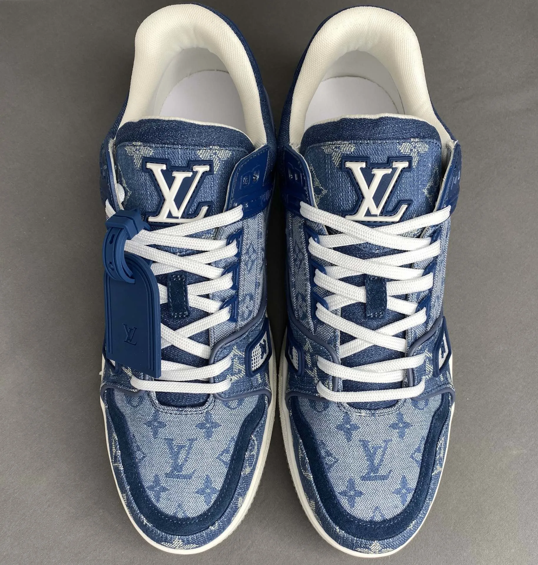 Louis Vuitton Trainer Sneaker Rubber Monogram Denim Blue Virgil Abloh - Image 4