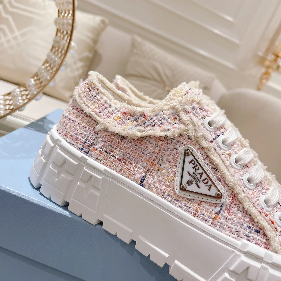 Prada Gabardine Canva Double Wheel Sneakers Pink / PRD - Image 7
