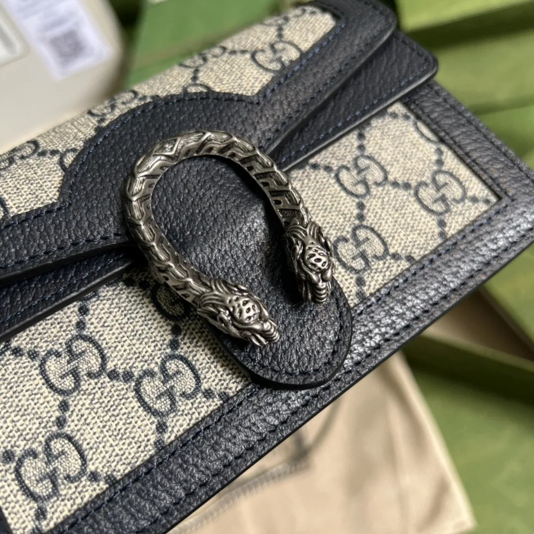 Alternative view of Gucci Dionysus Mini Shoulder Bag / Beige/ Blue GG Supreme Canvas Silver Hardware