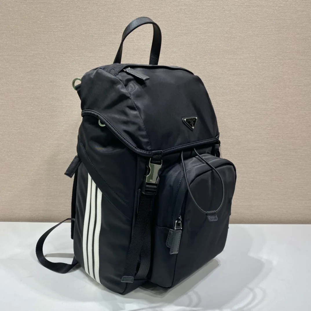Prada x Adidas Re-Nylon And Saffiano Backpack Black - Image 5