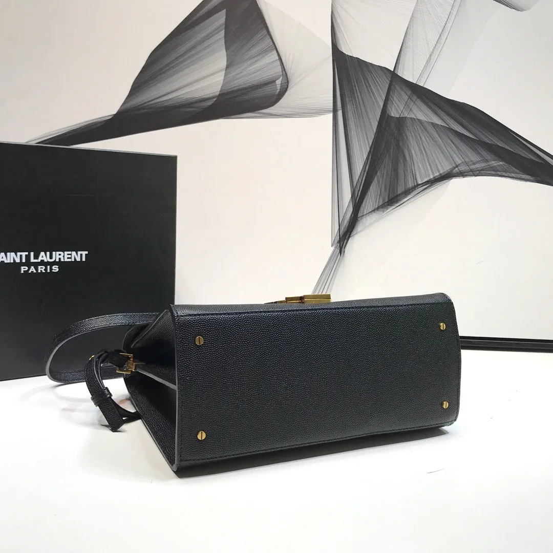 Saint Laurent Cassandra Medium Top Handle Bag In Grain Black / YSL - Image 6